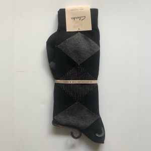 Clarks Men's Black and Gray Argyle Socks